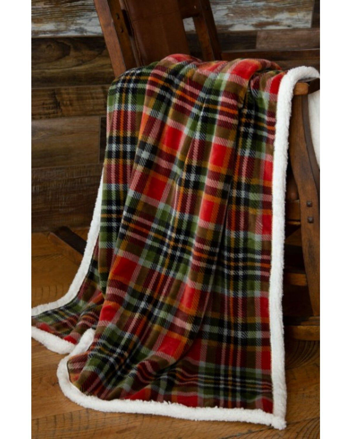 Image #3 - Carstens Rust And Sage Plush Sherpa Throw, Red, hi-res