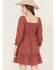Image #4 - Jolt Women's Rouched Front Embroidered Dress, Rust Copper, hi-res