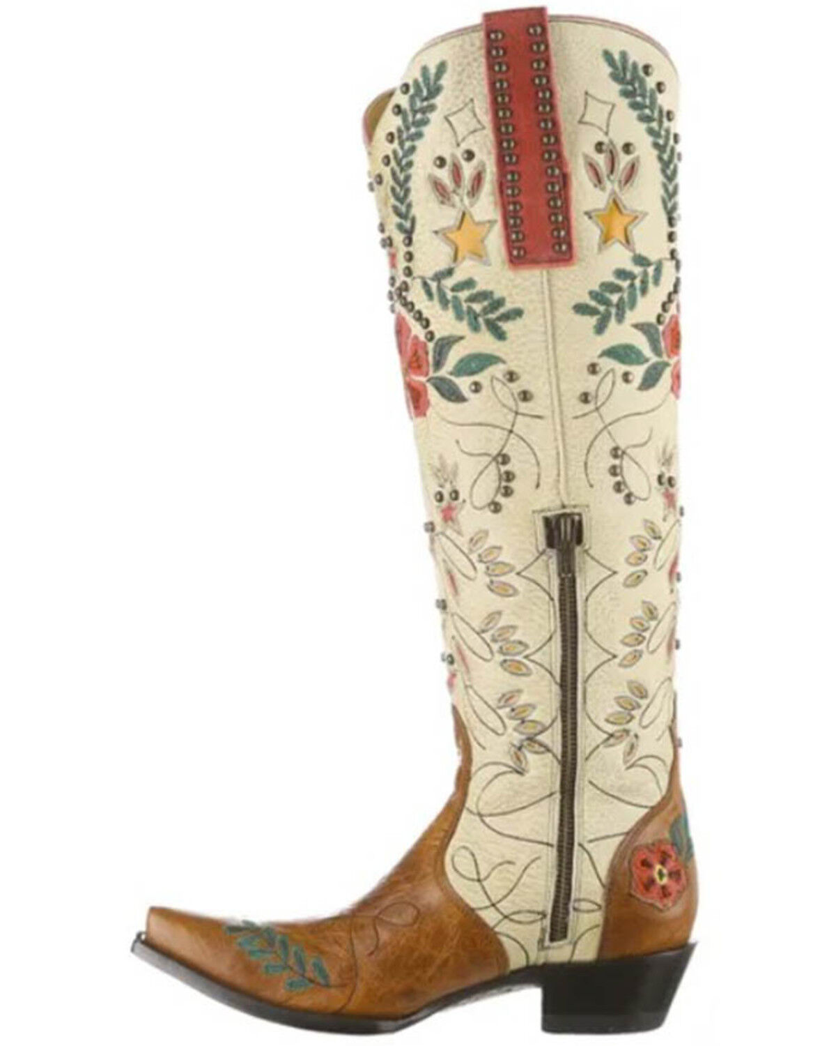 Image #3 - Old Gringo Women's Full Bloom Tall Western Boots - Snip Toe, Cream, hi-res
