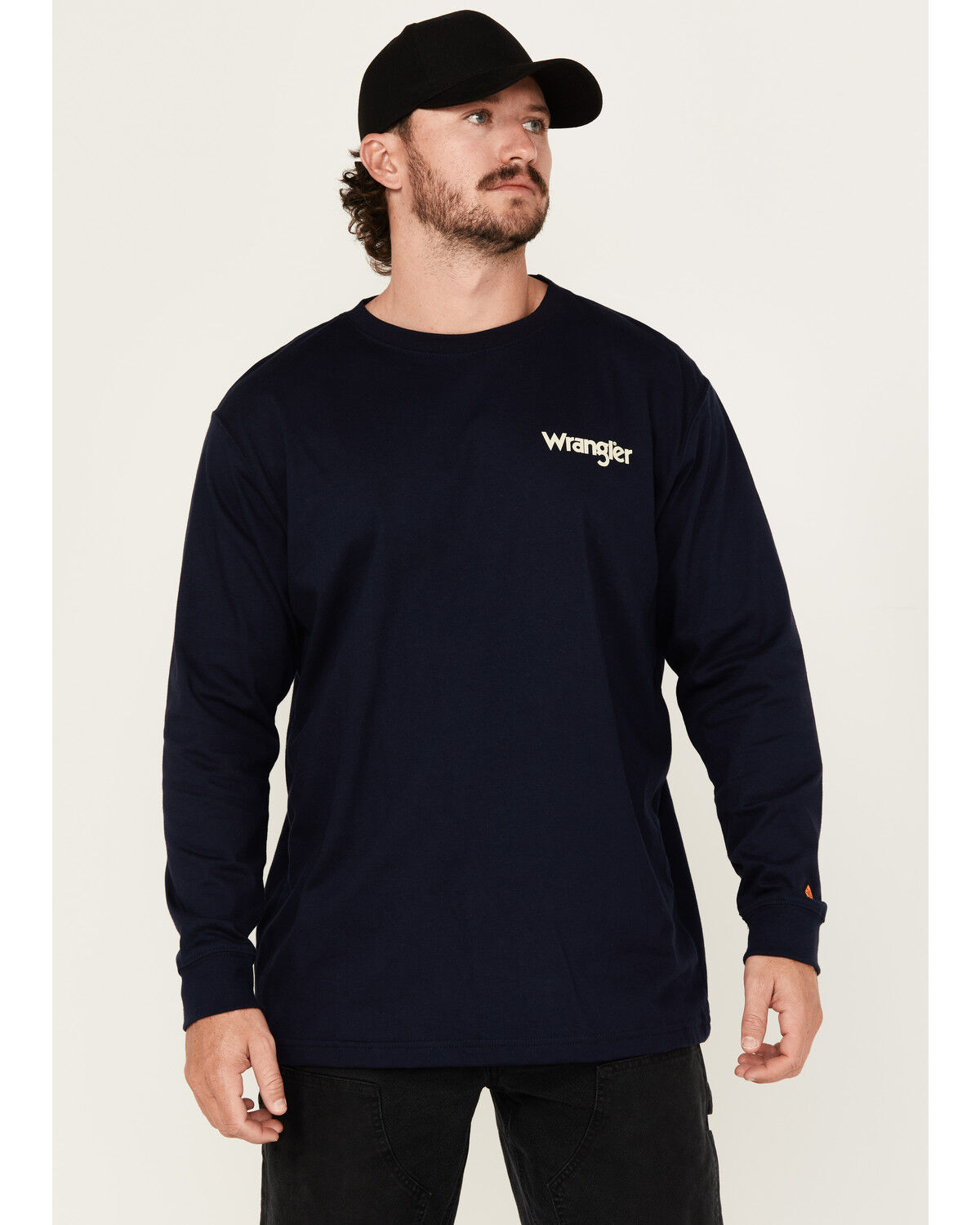 Image #2 - Wrangler Men's FR Skull Logo Long Sleeve Work Shirt, Navy, hi-res