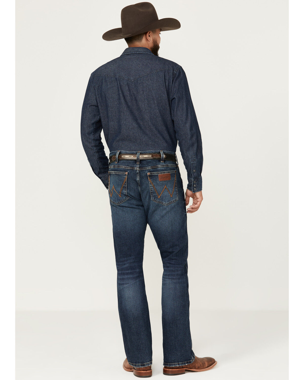 Image #3 - Wrangler Retro Men's Elwick Dark Wash Slim Bootcut Stretch Denim Jeans - Tall, Dark Wash, hi-res