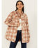 Image #1 - Rock & Roll Denim Women's Brushed Plaid Print Shacket, Rust Copper, hi-res