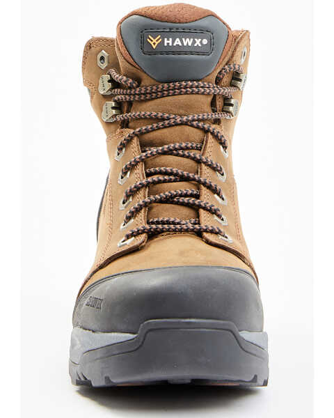 Image #4 - Hawx Men's Lace To Toe Crazy Horse Waterproof Work Boots - Soft Toe, Brown, hi-res