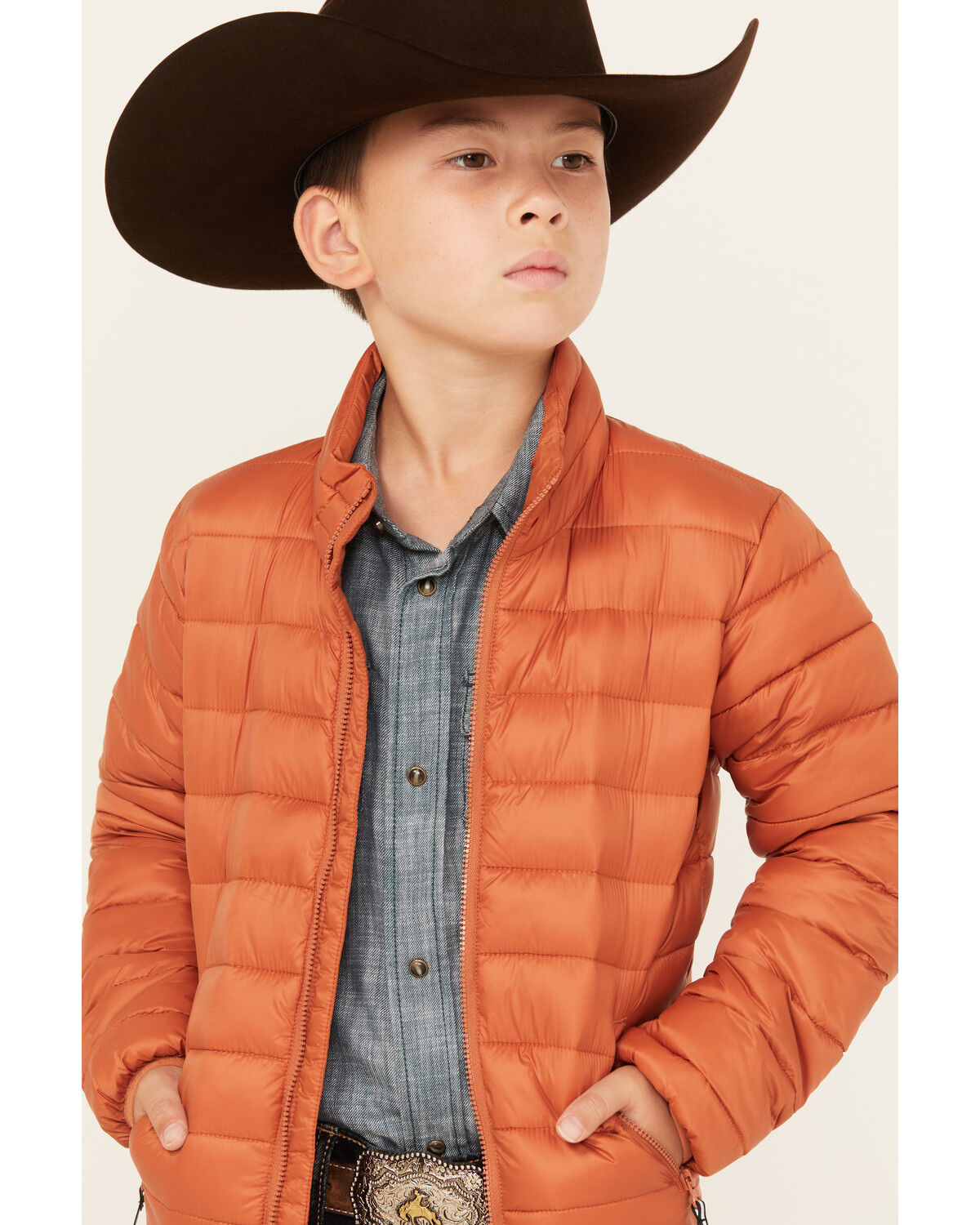 Image #2 - Roper Boys' Quilted Parachute Puffer Jacket, Orange, hi-res