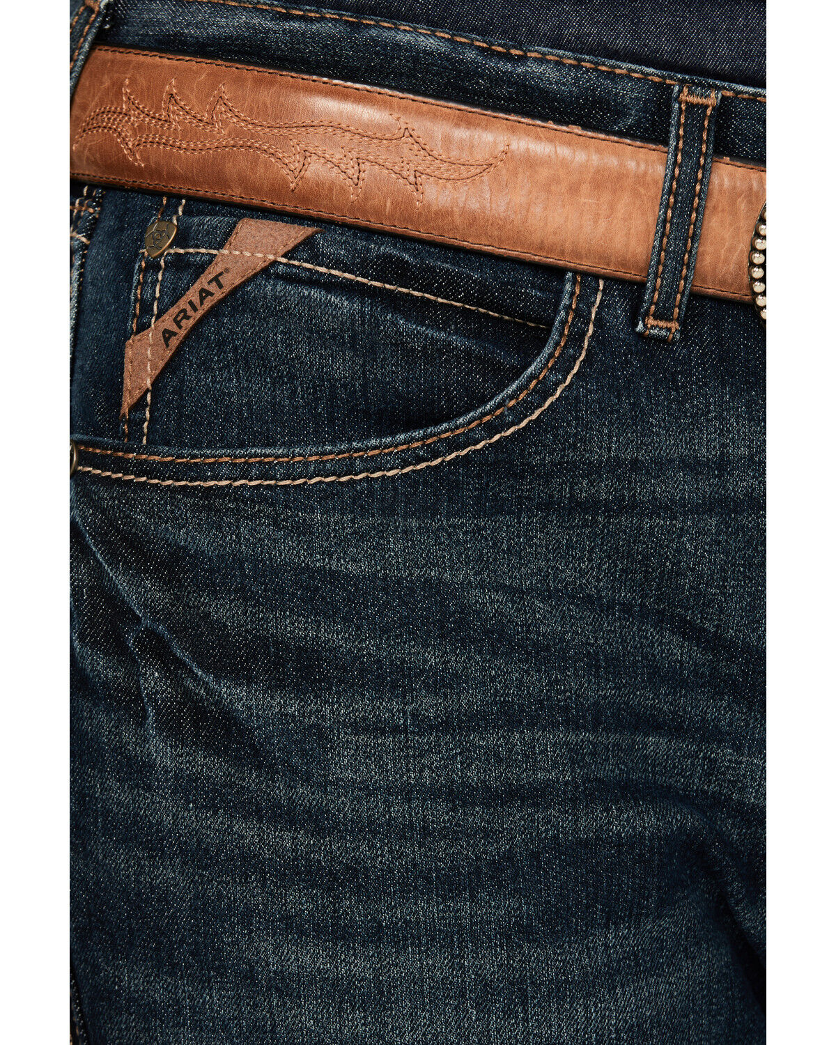 Image #2 - Ariat Men's M2 Bodie Murphy Dark Wash Traditional Relaxed Bootcut Stretch Denim Jeans, Dark Wash, hi-res