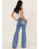 Image #3 - Flying Tomato Women's Light Wash High Rise Seamed Flare Jeans, , hi-res