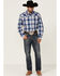 Image #2 - Roper Men's Royal Blue Large Plaid Long Sleeve Pearl Snap Western Shirt, Blue, hi-res