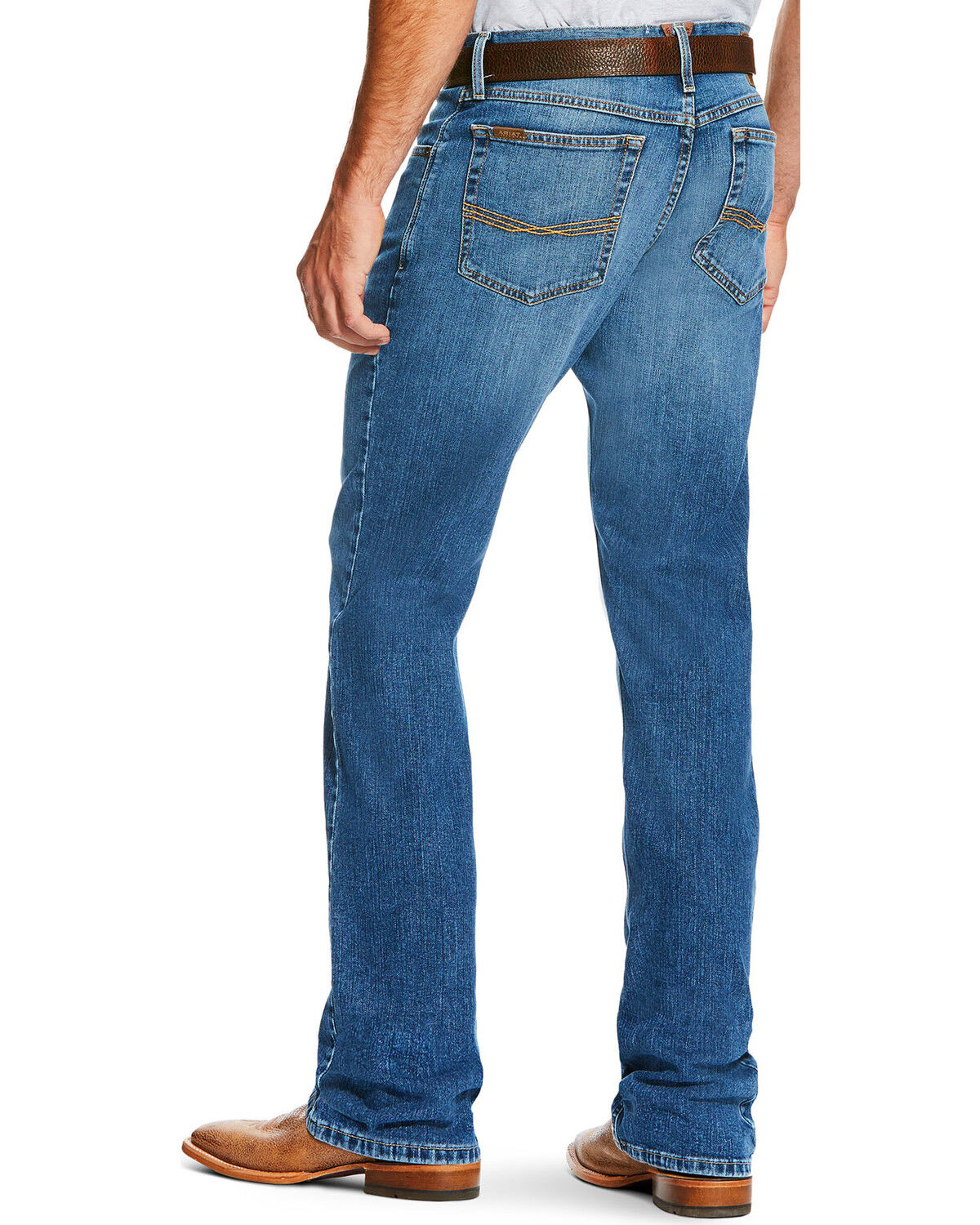 Image #1 - Ariat Men's M2 Relaxed Stretch Legacy Bootcut Stretch Denim Jeans, Blue, hi-res