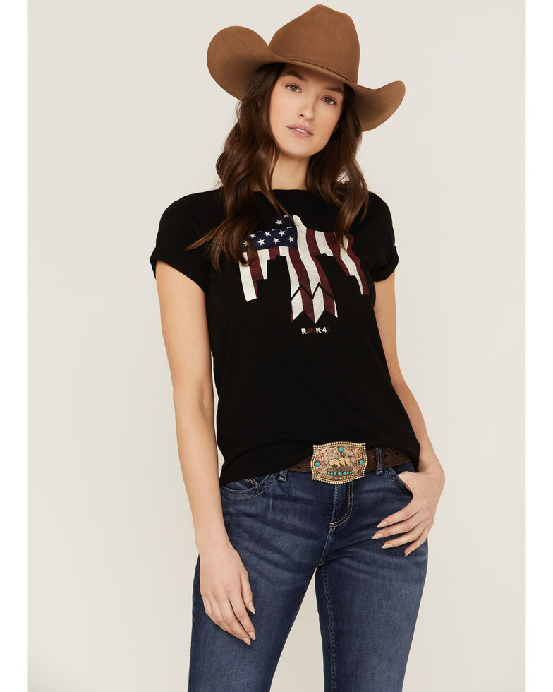 Rank 45 Women's American Eagle Graphic Tee , Black, hi-res