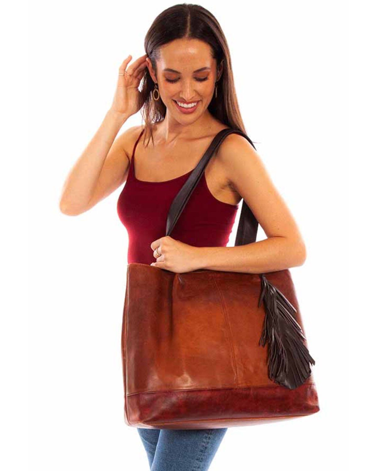 Image #1 - Scully Women's Leather Tote, Cognac, hi-res