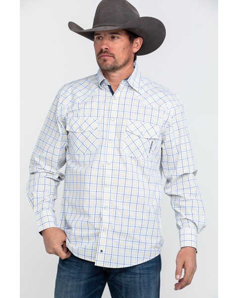 Image #5 - Resistol Men's American Med Plaid Long Sleeve Western Shirt , White, hi-res