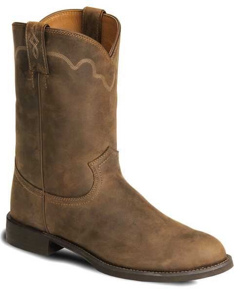 Image #1 - Justin Men's Stampede Roper Western Boots - Round Toe, Bay Apache, hi-res