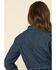 Wrangler Women's Dark Denim Washed Long Sleeve Pearl Snap Western Shirt , Blue, hi-res