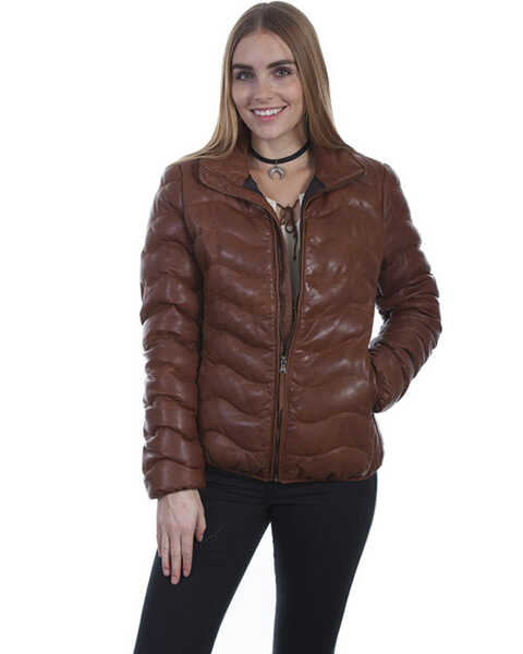 Image #1 - Leatherwear by Scully Women's Ribbed Jacket, Cognac, hi-res