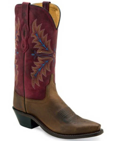Image #1 - Old West Women's Cloudy Western Boots - Snip Toe , Brown, hi-res
