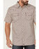 Moonshine Spirit Men's Sparky Medallion Geo Print Short Sleeve Snap Western Shirt , Burgundy, hi-res