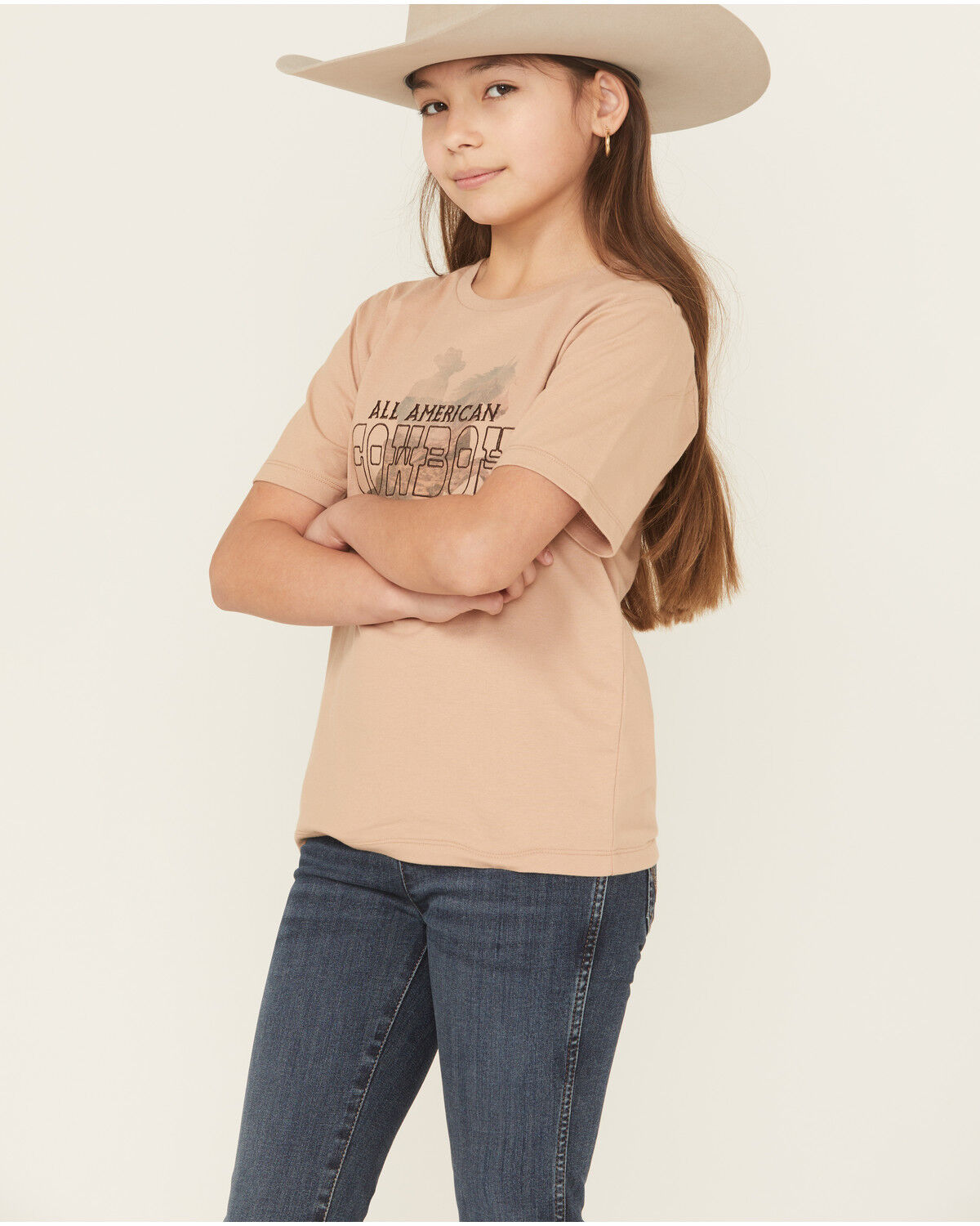 Image #2 - Sable Sky Boys' All American Cowboy Short Sleeve Graphic T-Shirt, Brown, hi-res