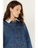 Image #2 - Wrangler Women's Medium Wash Denim Sherpa Lined Barn Coat, Medium Wash, hi-res