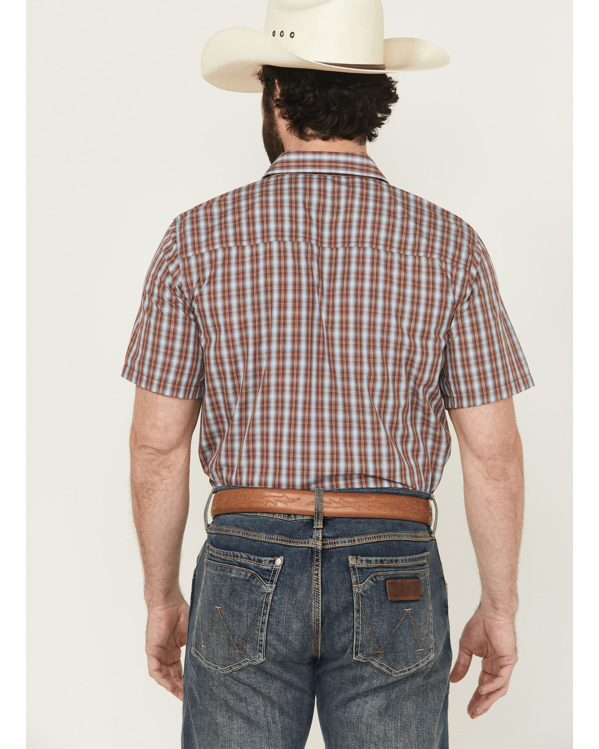 Image #4 - Gibson Trading Co Men's Mud Hole Plaid Print Short Sleeve Button-Down Western Shirt, Brown, hi-res