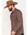 Moonshine Spirit Men's Gypsy Print Long Sleeve Western Snap Shirt, Burgundy, hi-res
