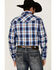 Image #4 - Roper Men's Royal Blue Large Plaid Long Sleeve Pearl Snap Western Shirt, Blue, hi-res