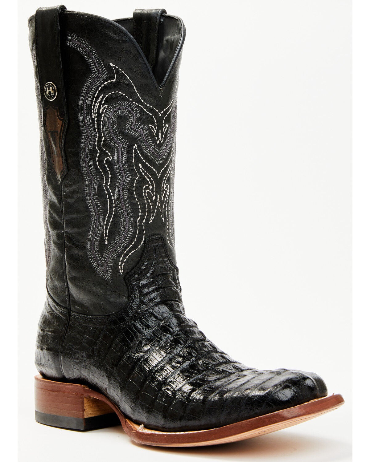 Tanner Mark Men's Lufkin Tall Western Boots - Broad Square Toe, Black, hi-res