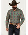 Image #1 - Gibson Trading Co Men's Vagabond Medallion Print Long Sleeve Snap Western Shirt, Teal, hi-res