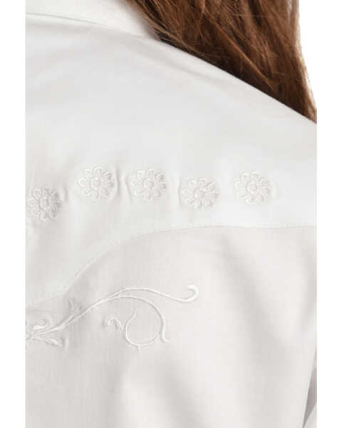 Wrangler Girls' White Tonal Yoke Embellished Shirt, White, hi-res