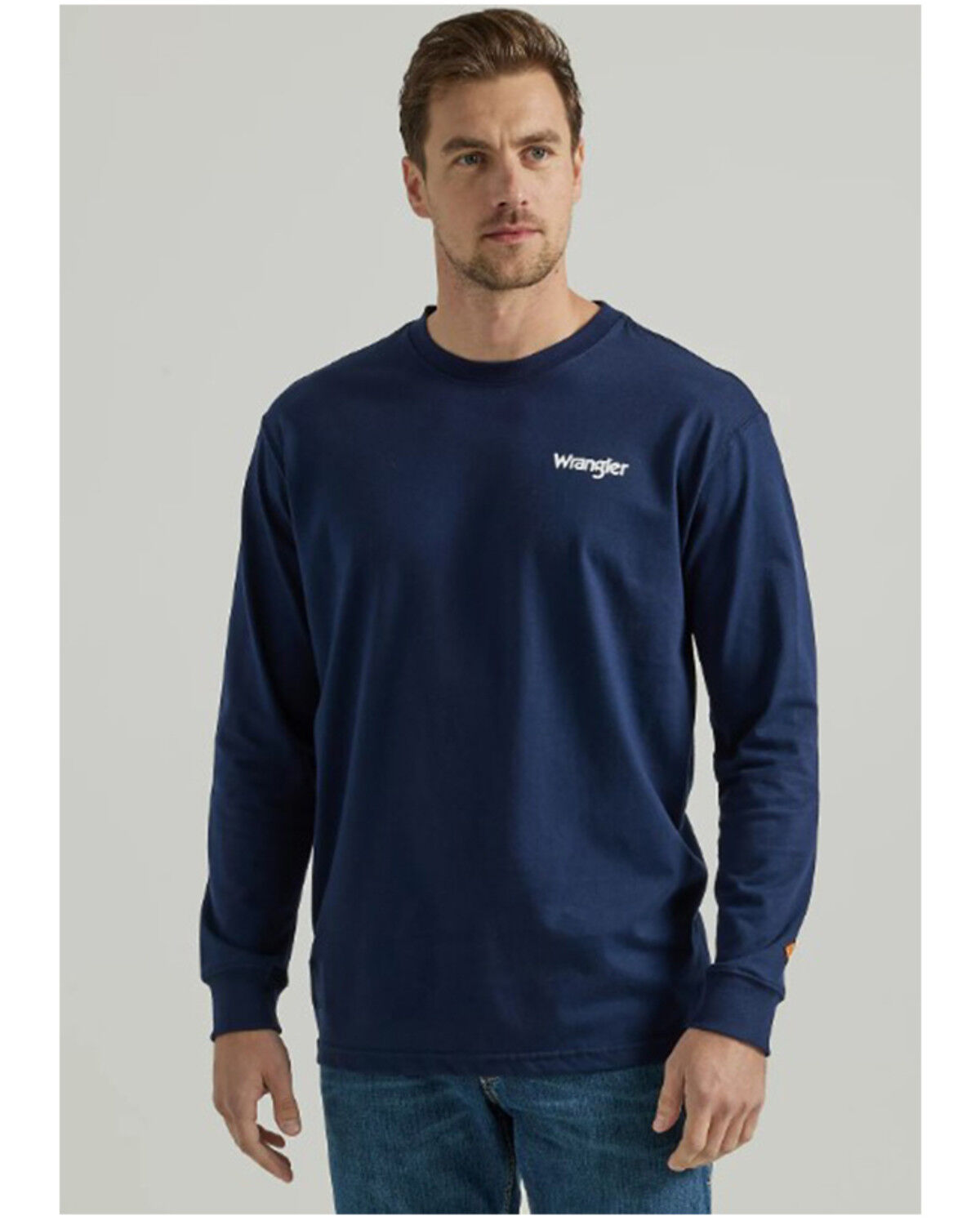 Image #2 - Wrangler Men's FR Skull Flag Long Sleeve Graphic T-Shirt, Navy, hi-res