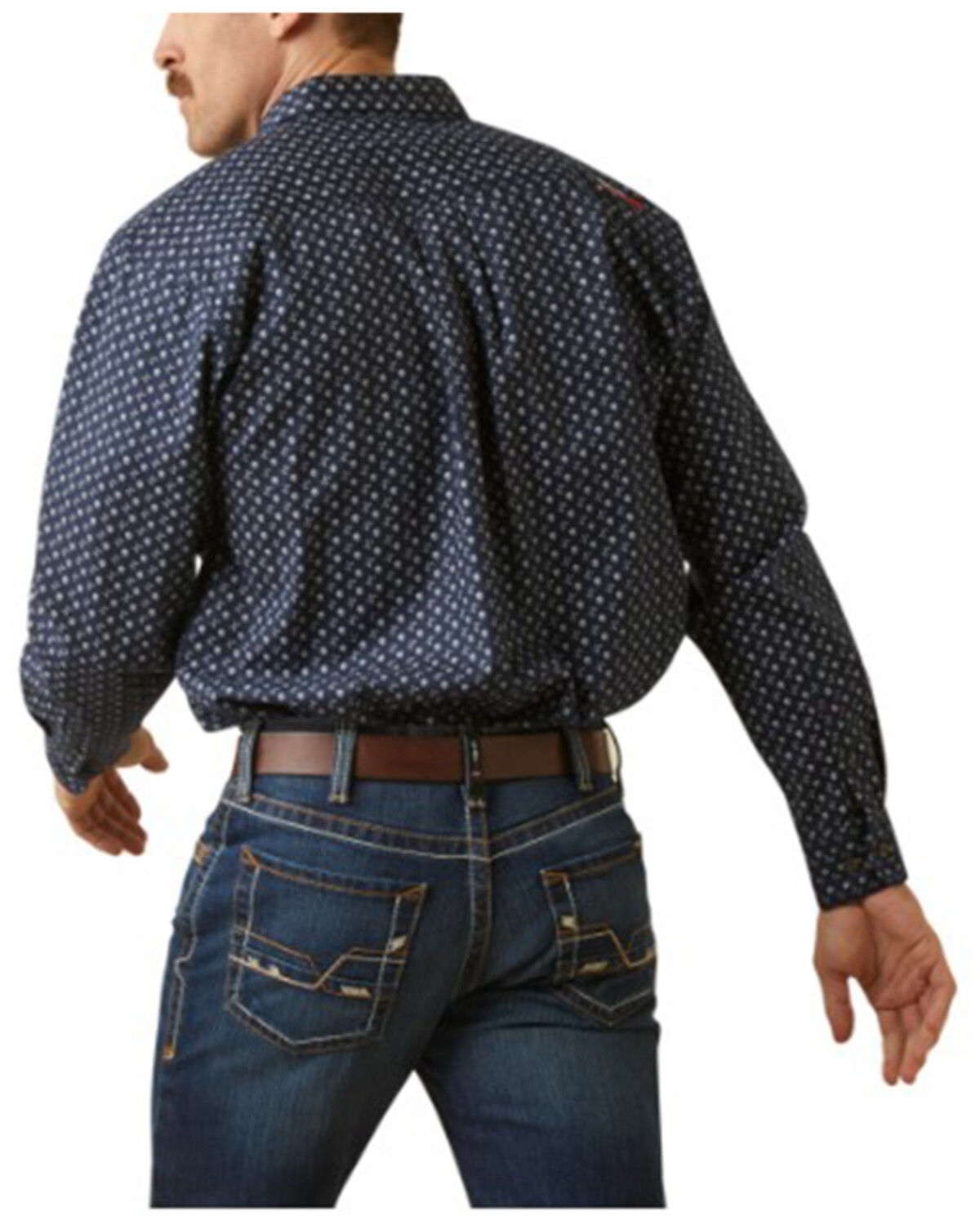 Image #2 - Ariat Men's FR Wales Printed Long Sleeve Button-Down Stretch Work Shirt, Black, hi-res
