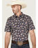 Image #1 - Cody James Men's Grand Finale Paisley Print Short Sleeve Button-Down Stretch Western Shirt, Navy, hi-res