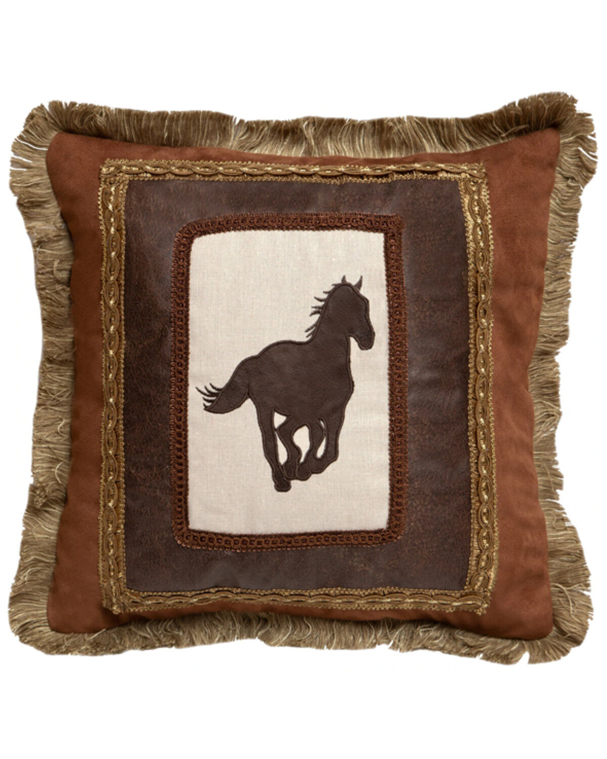 Image #1 - Carstens Home Decorative Framed Horse Pillow, Brown, hi-res