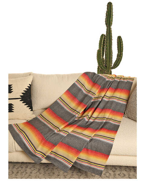 Panhandle Jacquard Serape Striped Berber Lined Blanket , Multi, hi-res