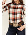 Image #3 - Hooey Women's Plaid Print Long Sleeve Pearl Snap Flannel Shirt, Orange, hi-res