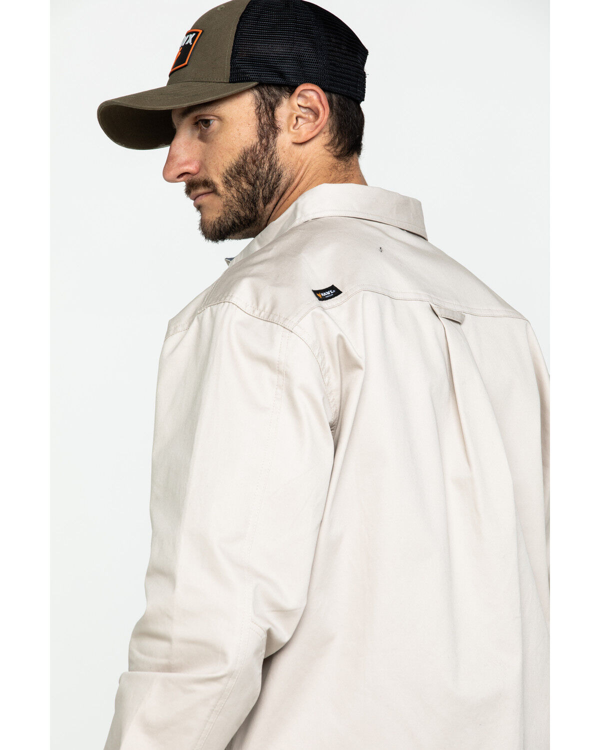 Image #5 - Hawx Men's Khaki Stretch Twill Long Sleeve Work Shirt, Beige/khaki, hi-res