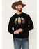 Image #1 - Rock & Roll Denim Men's Scenic Graphic Hooded Sweatshirt , Black, hi-res