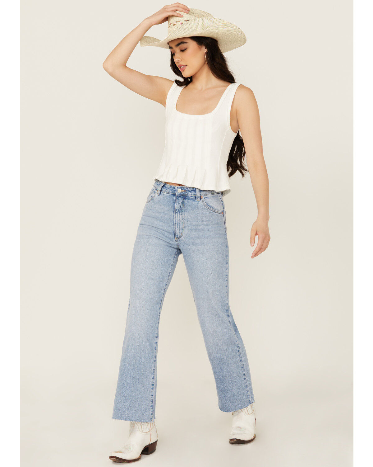 Image #1 - Rolla's Women's Light Wash Sunshine Eastcoast Ankle Flare Stretch Denim Jeans, Light Wash, hi-res