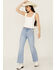 Image #1 - Rolla's Women's Light Wash Sunshine Eastcoast Ankle Flare Stretch Denim Jeans, Light Wash, hi-res