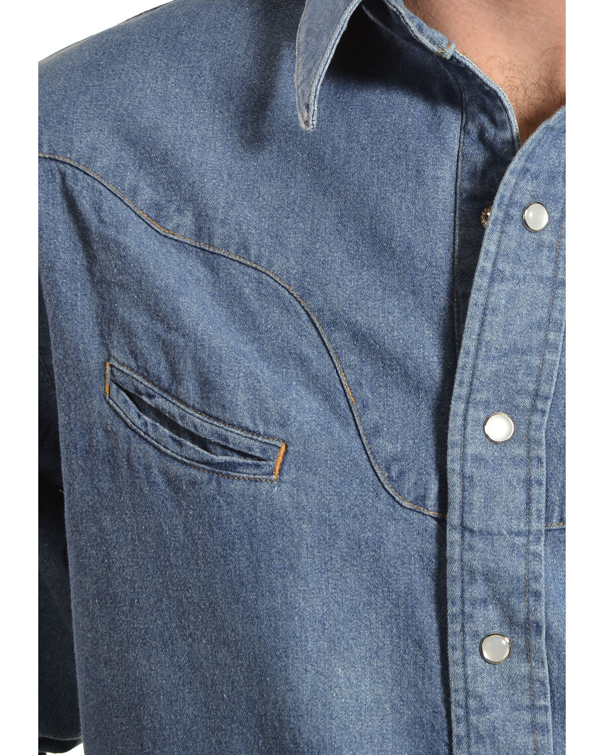 Image #2 - Schaefer Men's Vintage Chisholm Long Sleeve Denim Work Shirt, Denim, hi-res