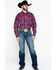 Image #6 - Rock 47 by Wrangler Men's Classic Large Plaid Print Long Sleeve Snap Western Shirt , Red, hi-res