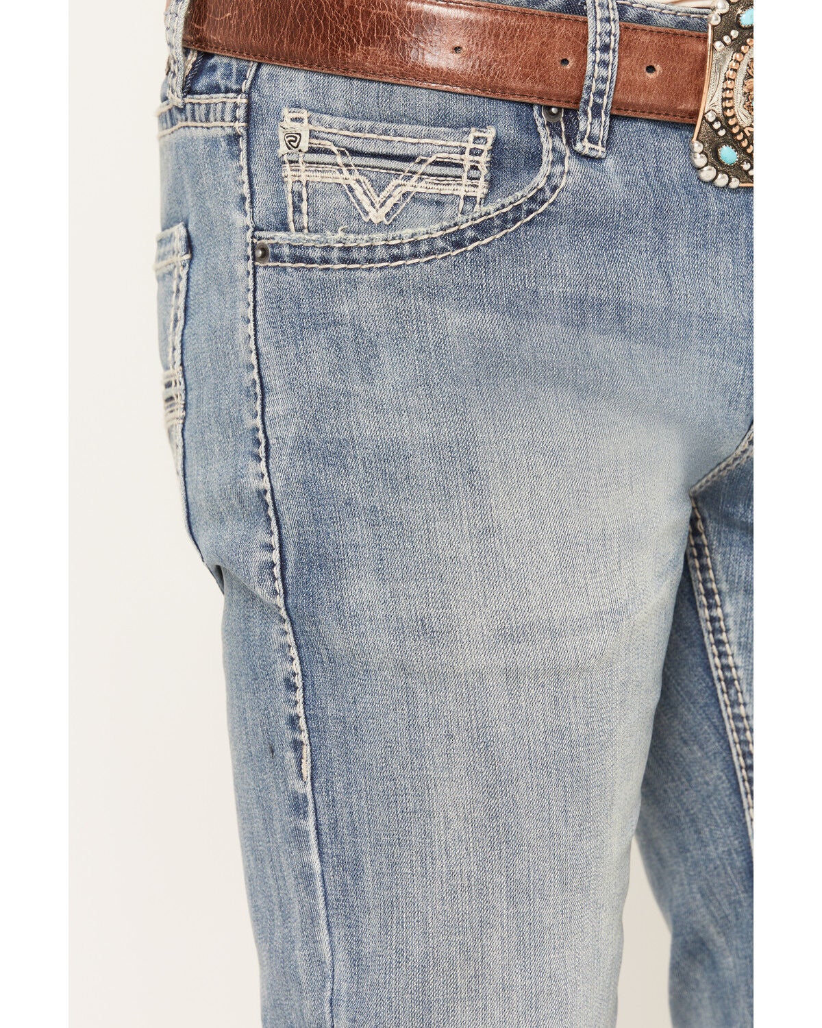 Image #2 - Rock & Roll Denim Men's Pistol Medium Wash Straight Reflex Stretch Denim Jeans, Medium Wash, hi-res