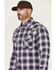 Image #2 - Wrangler Men's FR Plaid Print Long Sleeve Button-Down Work Shirt, Navy, hi-res