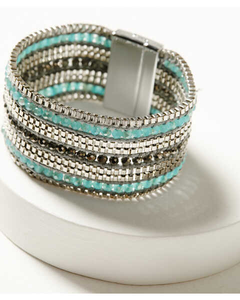 Image #1 - Shyanne Women's Magnetic Beaded Layer Bracelet , Silver, hi-res