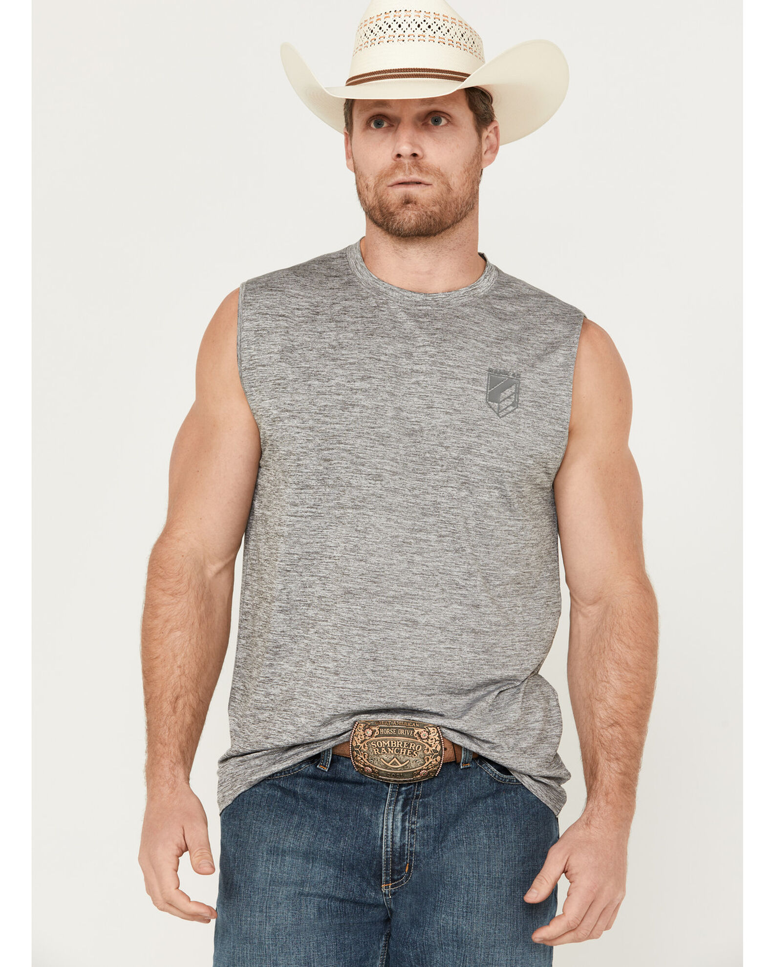 Image #1 - RANK 45® Men's Performance Tank Top, Grey, hi-res