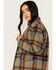 Image #2 - Cleo + Wolf Women's Oversized Plaid Print Peacoat, Steel Blue, hi-res
