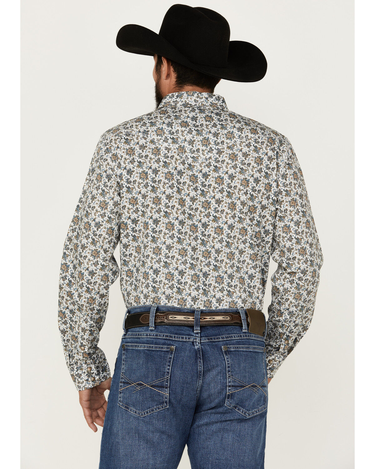 Image #4 - Moonshine Spirit Men's Strummin Floral Print Long Sleeve Snap Western Shirt, White, hi-res