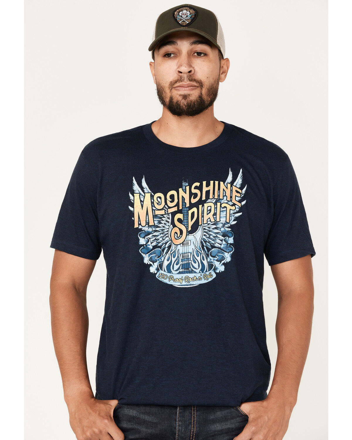 Image #2 - Moonshine Spirit Men's Wing Guitar Graphic Short Sleeve T-Shirt, Navy, hi-res
