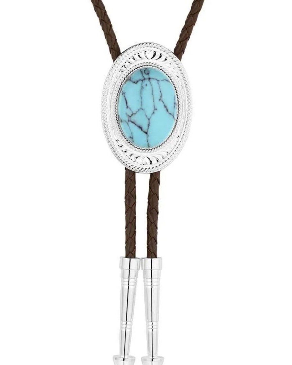 Montana Silversmiths Women's Outlaw Turquoise Bolo Tie, Silver, hi-res