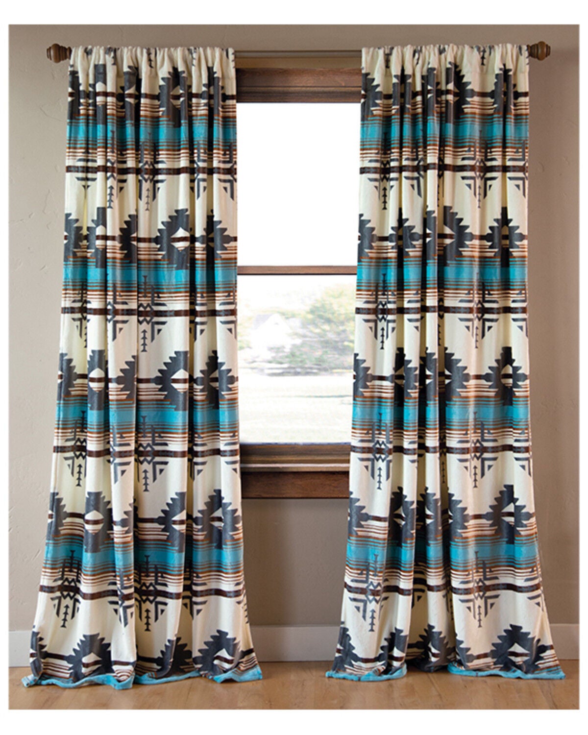 Wrangler Lone Mountain Southwestern Drapes, Blue, hi-res