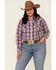 Ariat Women's Imperial Violet Stripe Incredible Long Sleeve Shirt - Plus, Violet, hi-res